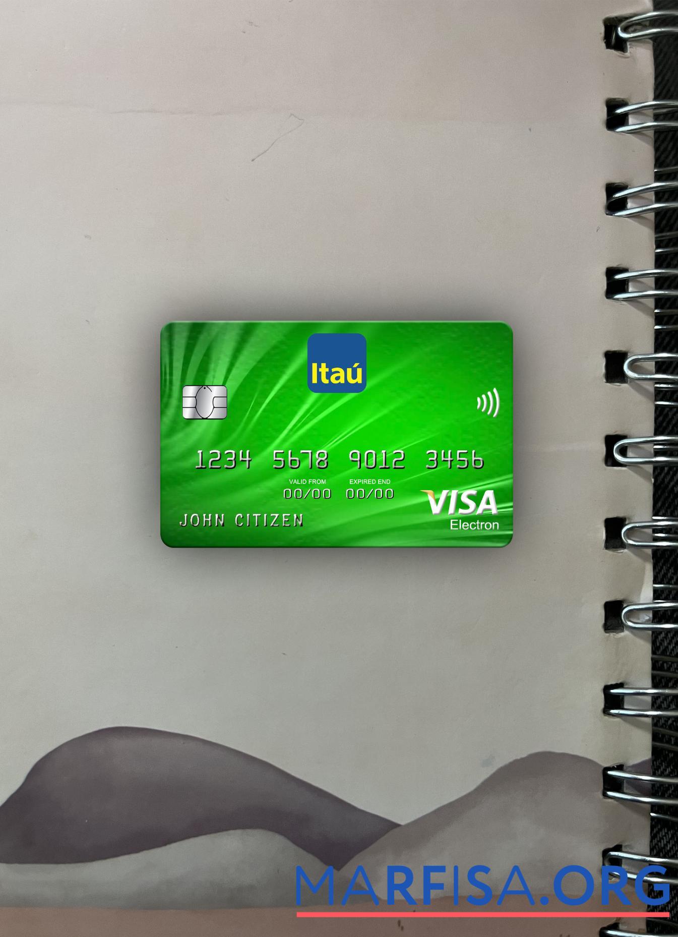 Blank Uruguay Itau bank visa electron card photolook front download for verification
